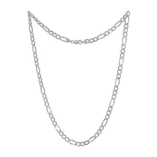 Made in Italy Sterling Silver 24 Inch Solid Figaro Chain Necklace