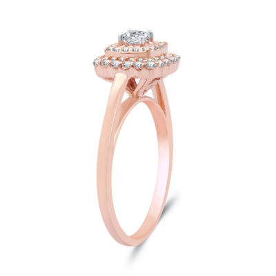 Womens 1/2 CT. T.W. Natural White Diamond 10K Gold Cushion Halo Engagement Ring