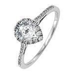 True Light Womens 2 1/3 CT. T.W. Lab Created White Moissanite 14K White Gold Halo Engagement Ring