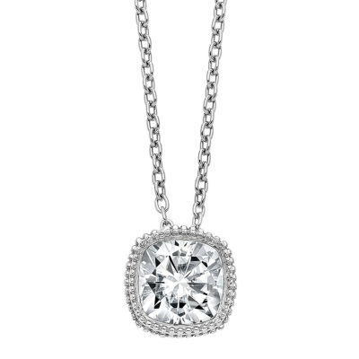 True Light Womens / CT. T.W. Lab Created White Moissanite 14K White Gold Pendant Necklace