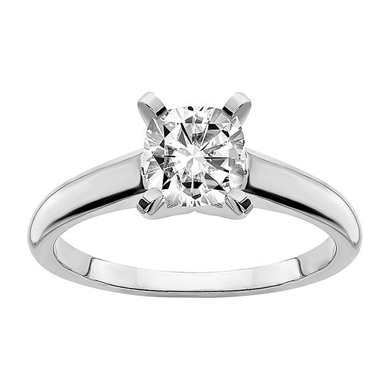 True Light Womens 1 CT. T.W. Lab Created White Moissanite 14K White Gold Solitaire Engagement Ring