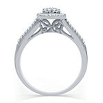 I Said Yes Womens 3/8 CT. T.W. Lab Grown White Diamond Sterling Silver Pear Side Stone Halo Bridal Set
