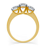 Love Lives Forever Womens 2 CT. T.W. Genuine White Diamond 10K Gold Round 3-Stone Engagement Ring