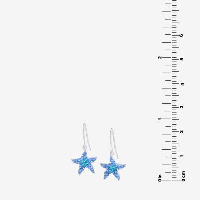 Silver Treasures Starfish Crystal Sterling Silver Star Drop Earrings