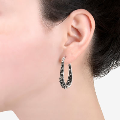 Sparkle Allure Womens Crystal 31.7mm Oval Hoop Earrings