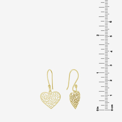 Silver Treasures 14K Gold Over Silver Heart Drop Earrings