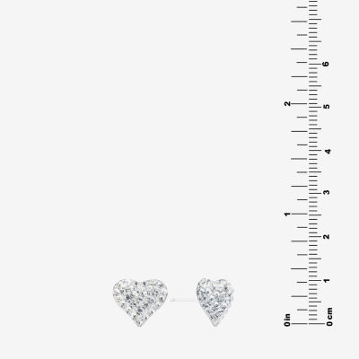 Silver Treasures Crystal Sterling Silver 10mm Heart Stud Earrings