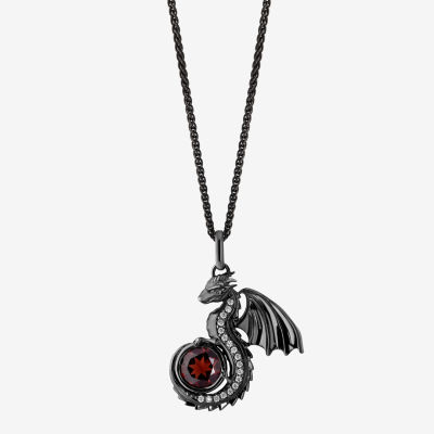 House of the Dragon Womens 1/10 CT. T.W. Genuine Red Garnet Sterling Silver Pendant Necklace