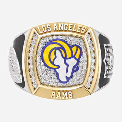 True Fans Fine Jewelry Los Angeles Rams Mens 1/2 CT. Natural White Diamond 10K Two Tone Gold Fashion Ring