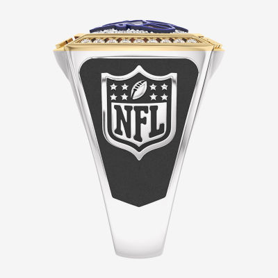 True Fans Fine Jewelry Los Angeles Rams Mens 1/2 CT. Natural White Diamond 10K Two Tone Gold Fashion Ring