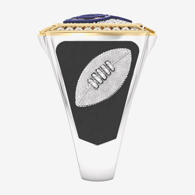 True Fans Fine Jewelry Los Angeles Rams Mens 1/2 CT. Natural White Diamond 10K Two Tone Gold Fashion Ring