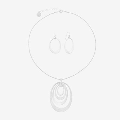 Liz Claiborne Pendant Necklace And Drop Earring 2-pc. Oval Jewelry Set