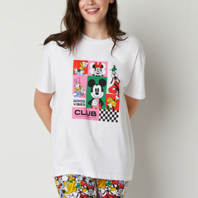 Skinnydip London Juniors Womens Crew Neck Short Sleeve Mickey Mouse Graphic T-Shirt