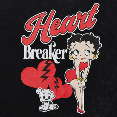 Juniors Heart Breaker Womens Crew Neck Short Sleeve Betty Boop Graphic T-Shirt
