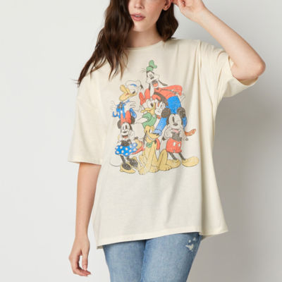 Juniors Mickey And Friends The Gang'S All Here Womens Crew Neck Short Sleeve Graphic T-Shirt