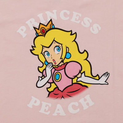 Juniors Princess Peach Boyfriend Womens Crew Neck Short Sleeve Graphic T-Shirt