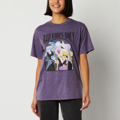Juniors Bad Vibes Only Disney Villains Womens Crew Neck Short Sleeve Graphic T-Shirt