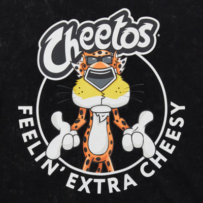 Juniors Cheetos Feeling Extra Cheesy Cropped Tee Womens Crew Neck Short Sleeve Graphic T-Shirt