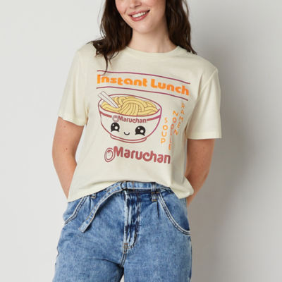Juniors Maruchan Cute Instant Lunch Cropped Tee Womens Crew Neck Short Sleeve Graphic T-Shirt