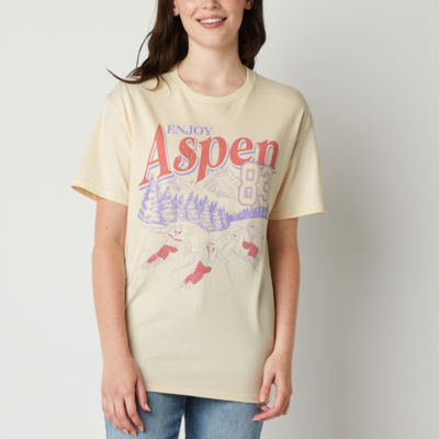 Juniors Aspen '83 Boyfriend Tee Womens Crew Neck Short Sleeve Graphic T-Shirt