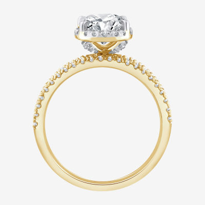 Signature By Modern Bride (I / I1) Womens 2 CT. T.W. Lab Grown White Diamond 10K or 14K Gold Oval Side Stone Bridal Set