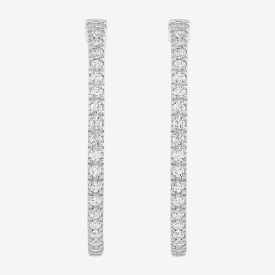 1/4 CT. T.W. Lab Grown White Diamond Sterling Silver 23.2mm Hoop Earrings