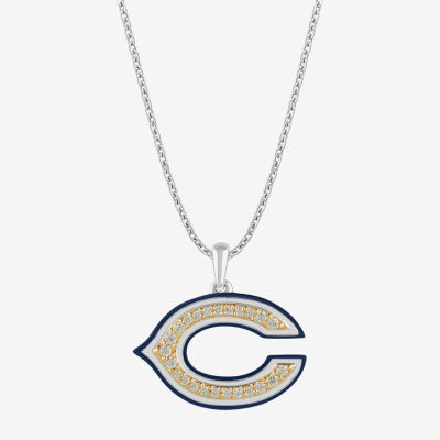 True Fans Fine Jewelry Chicago Bears Unisex Adult Yellow Cubic Zirconia 14K Gold Over Silver Pendant Necklace
