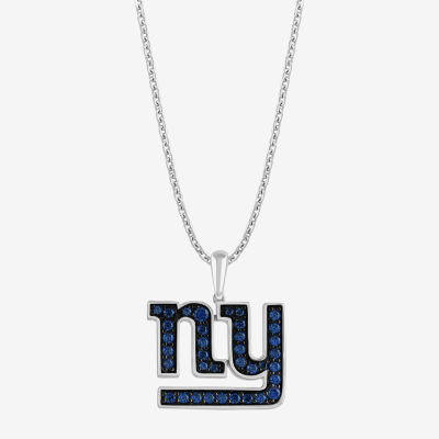 True Fans Fine Jewelry New York Giants Unisex Adult Blue Cubic Zirconia Sterling Silver Pendant Necklace