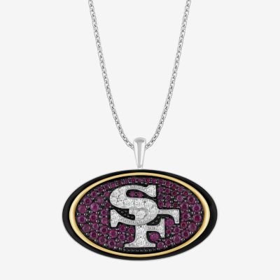 True Fans Fine Jewelry San Francisco 49ers Unisex Adult Lab Created Red Ruby 14K Gold Over Silver Pendant Necklace