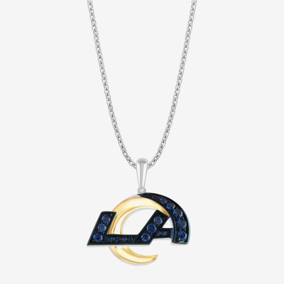 True Fans Fine Jewelry Los Angeles Rams Unisex Adult Blue Cubic Zirconia 14K Gold Over Silver Pendant Necklace