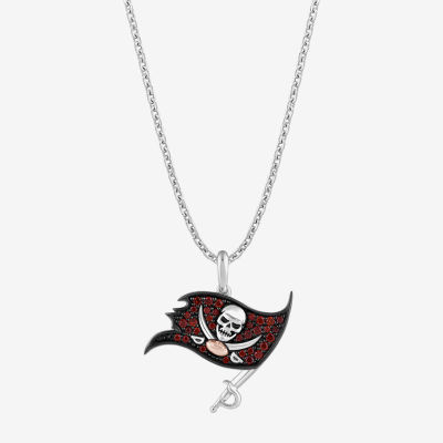 True Fans Fine Jewelry Tampa Bay Buccaneers Unisex Adult Red Cubic Zirconia 14K Rose Gold Over Silver Pendant Necklace