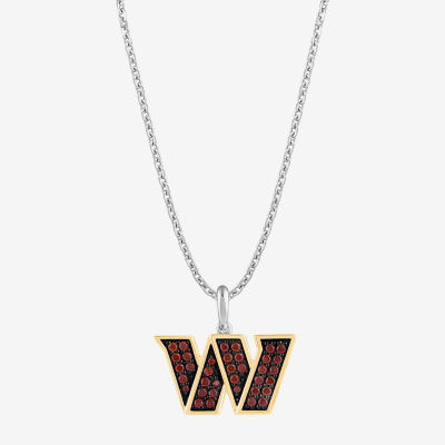 True Fans Fine Jewelry Washington Commanders Unisex Adult Red Cubic Zirconia 14K Gold Over Silver Pendant Necklace