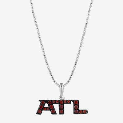 True Fans Fine Jewelry Atlanta Falcons Unisex Adult Red Cubic Zirconia Sterling Silver Pendant Necklace