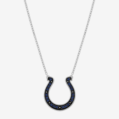 True Fans Fine Jewelry Indianapolis Colts Unisex Adult Blue Cubic Zirconia Sterling Silver Pendant Necklace