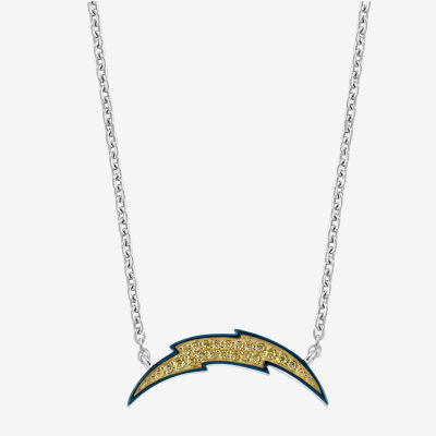 True Fans Fine Jewelry Los Angeles Chargers Unisex Adult Yellow Cubic Zirconia 14K Gold Over Silver Pendant Necklace