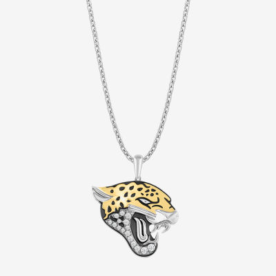 True Fans Fine Jewelry Jacksonville Jaguars Unisex Adult White Cubic Zirconia 14K Gold Over Silver Pendant Necklace