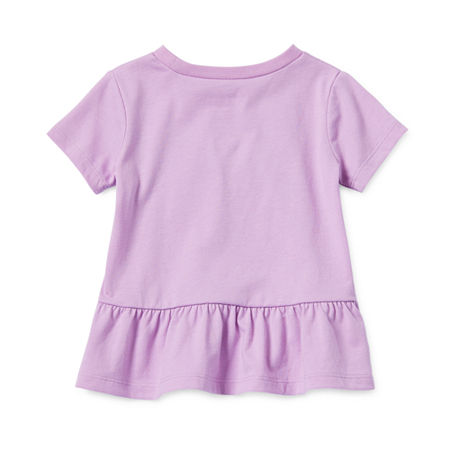 Okie Dokie Baby Girls Round Neck Short Sleeve T-Shirt, 18 Months, Purple