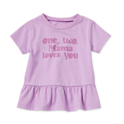 Okie Dokie Baby Girls Round Neck Short Sleeve T-Shirt