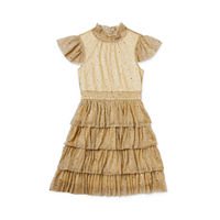 Lilt Little & Big Girls Short Sleeve Flutter Sleeve A-Line Dress, Large (14), Yellow