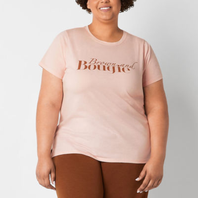 Hope & Wonder Black History Month Womens Plus Short Sleeve 'Brown And Bougie' Graphic T-Shirt