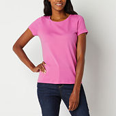 St. John's Bay Womens Crew Neck Short Sleeve T-Shirt