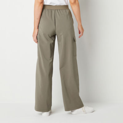 Stylus Womens Mid Rise Stretch Fabric Wide Leg Cargo Pant