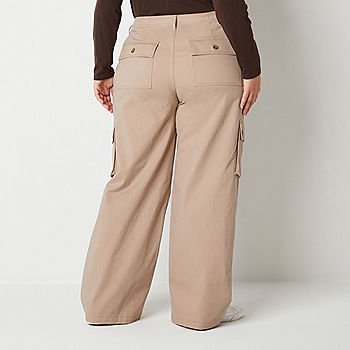 a.n.a Womens High Rise Wide Leg Cargo Pant-Plus - JCPenney