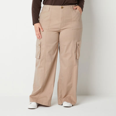 a.n.a Womens High Rise Wide Leg Cargo Pant-Plus