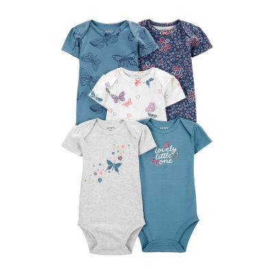 Carter's Baby Girls 5-pc. Crew Neck Short Sleeve Bodysuit