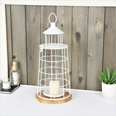 Cheungs Caler White Lighthouse Metal Decorative Lantern