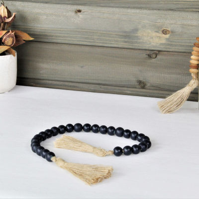 Cheungs Akaida Dark Blue Wood Bead Tassel Handmade Tabletop Decor