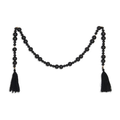 Cheungs Akaida Black Wood Bead Tassel Handmade Tabletop Decor