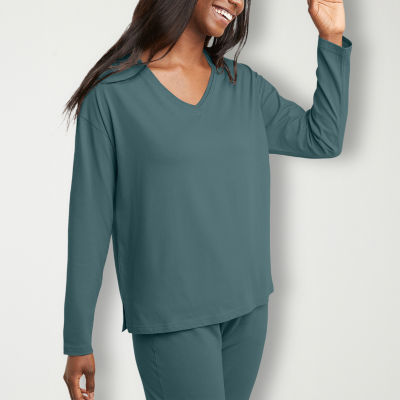 Hanes Womens V Neck Long Sleeve T-Shirt