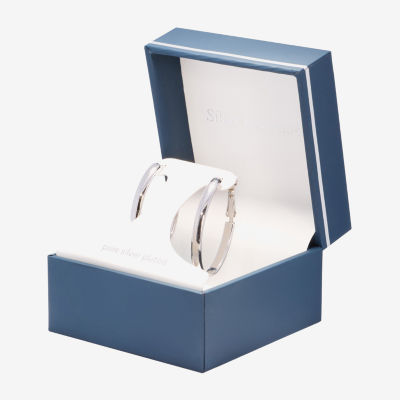 Silver Reflections Womens 40mm Hoop Earrings